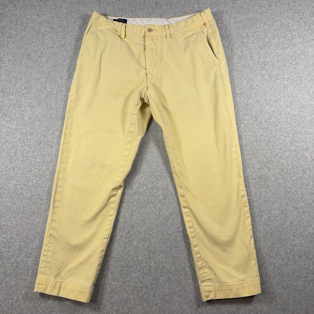 Polo Ralph Lauren Pants Mens 34x30 Yellow Slim Fit Chino Straight Casual Cotton